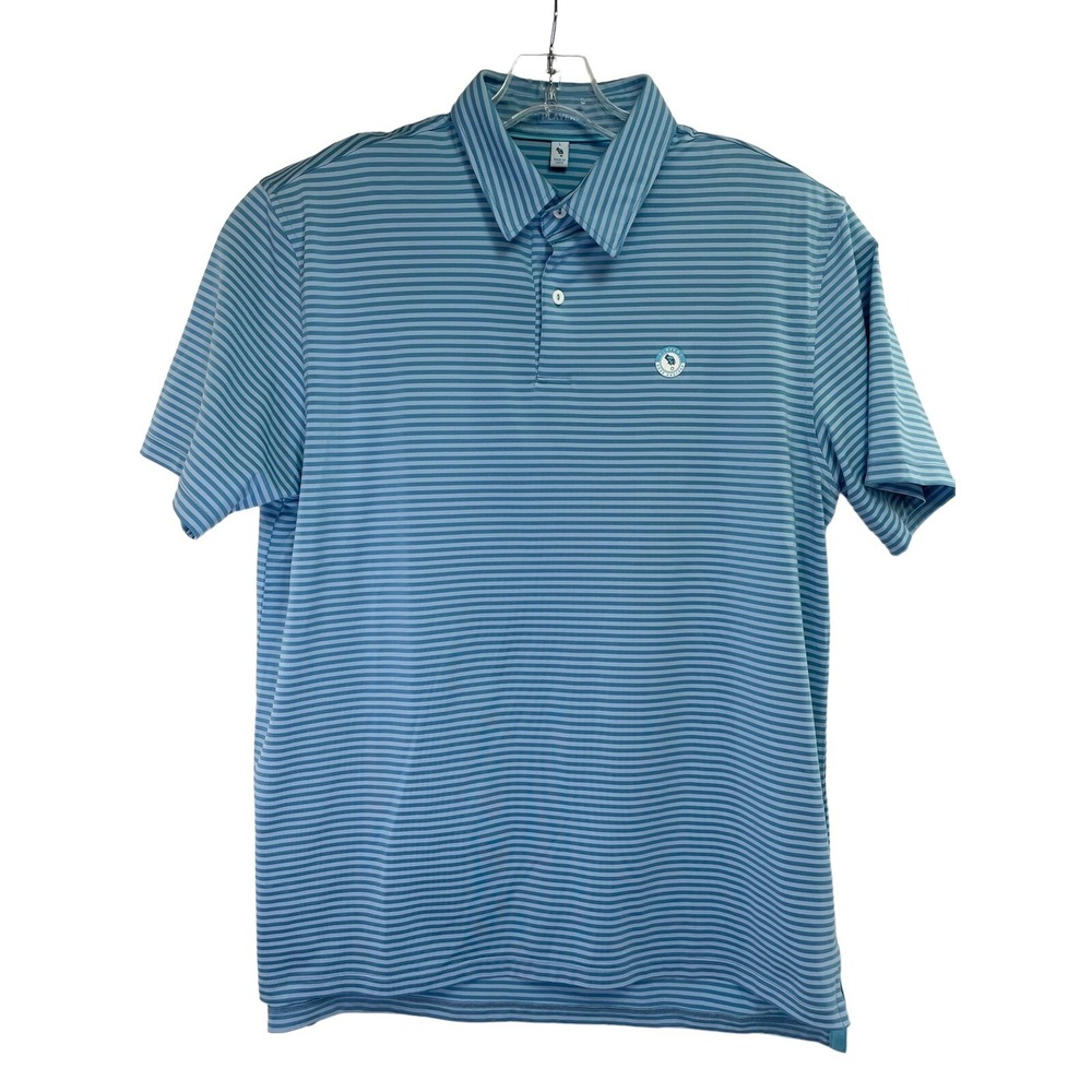 PLAYER 2 PERFORMANCE SZ‎ LARGE WHITE/BLUE STRIPED GOLF POLO SHIRT (Q37) NW/OTs